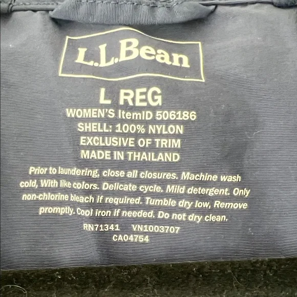 L.L. Bean Women’s Mountain Classic Full Zip Dark Blue Windbreaker L EUC Outdoors - Picture 6 of 10